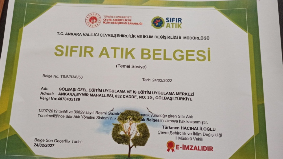 SIFIR ATIK BELGESİ